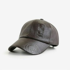 Men's Adjustable Leather Baseball Cap Breathable Casual Sports Hat for Outdoor
