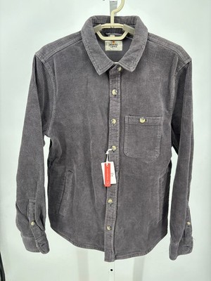Marine Layer Max Broken Corduroy Overshirt Mens Faded Black Custom Garment Dye