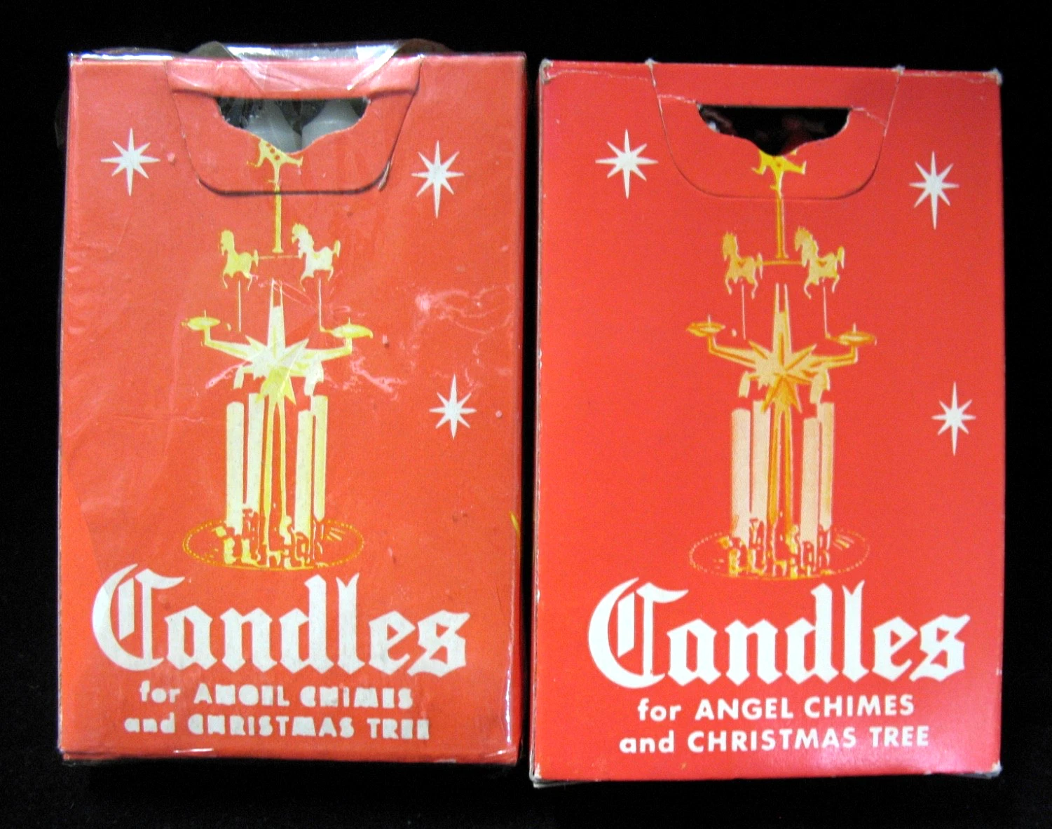 2 boxes Vintage CANDLES FOR ANGEL CHIMES AND CHRISTMAS TREE CANDLES Red White image 1