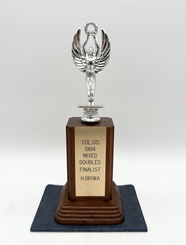 Vintage 1964 Columbia County Mixed Doubles Finalist Trophy Helen Briwa Tennis