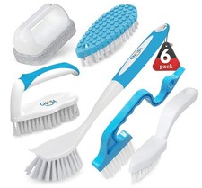 6 Pack Household Deep Cleaning Set - Kitchen, Bathroom  Floor Cleaning Brush...