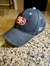 Vintage San Francisco SF 49ers Reebok Black Strapback Cap Hat NFL Logo