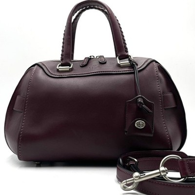 COACH 2way Mini Boston Ace Turnlock Leather Shoulder Handbag 