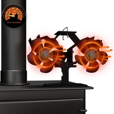 TCFUNDY Dual Head Wood Stove Eco Heat Powered Fireplace Fan for Mr Buddy Heater 