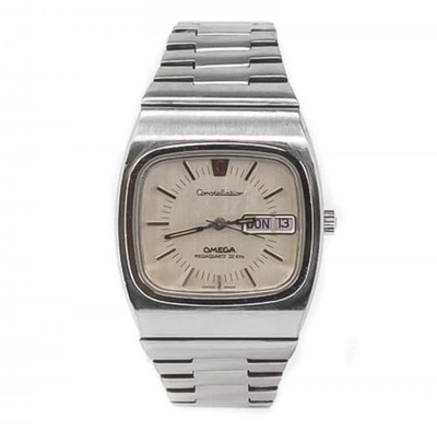 HAU Herren Armbanduhr OMEGA Constellation Mega quartz 32 KHz Stahl vintage Uhren