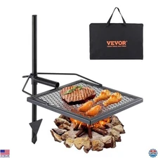 Swivel Camp Grill Grate, Heavy Duty Steel, 360Â° Adjustable, Portable BBQ