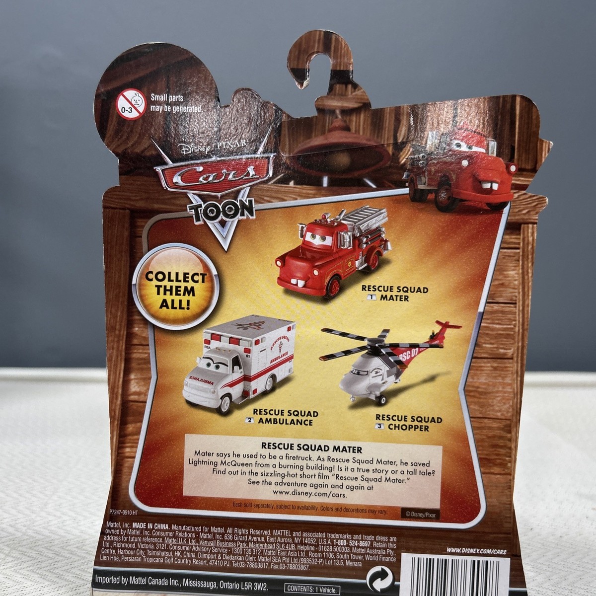 Disney Pixar Cars Toon Rescue Squad Mater #1 Mega Size red truck