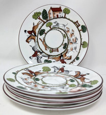 Crown Staffordshire Coalport Hunting Scene 5 x 6.125 Inch Side Or Tea Plates
