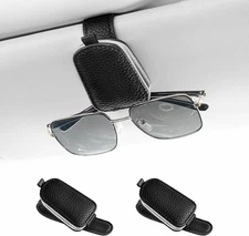 SINGARO Sunglasses Holder for Car, Leather Magnetic Buckle Sun Visor Sunglass