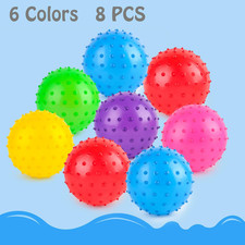 8PCS Bounce Balls, Knobby Balls with Pump 7inch Sensory Balls Spiky Massage B...