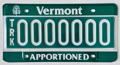 Vermont License Plate Sample Apportioned Truck Expired