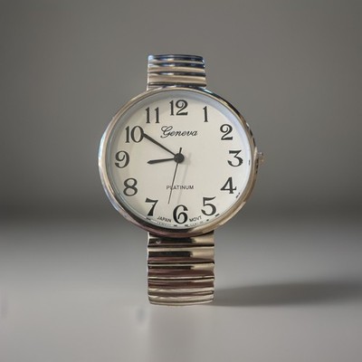 Geneva Women's Watch Large Face With Large Number On Stretch Band WORKING