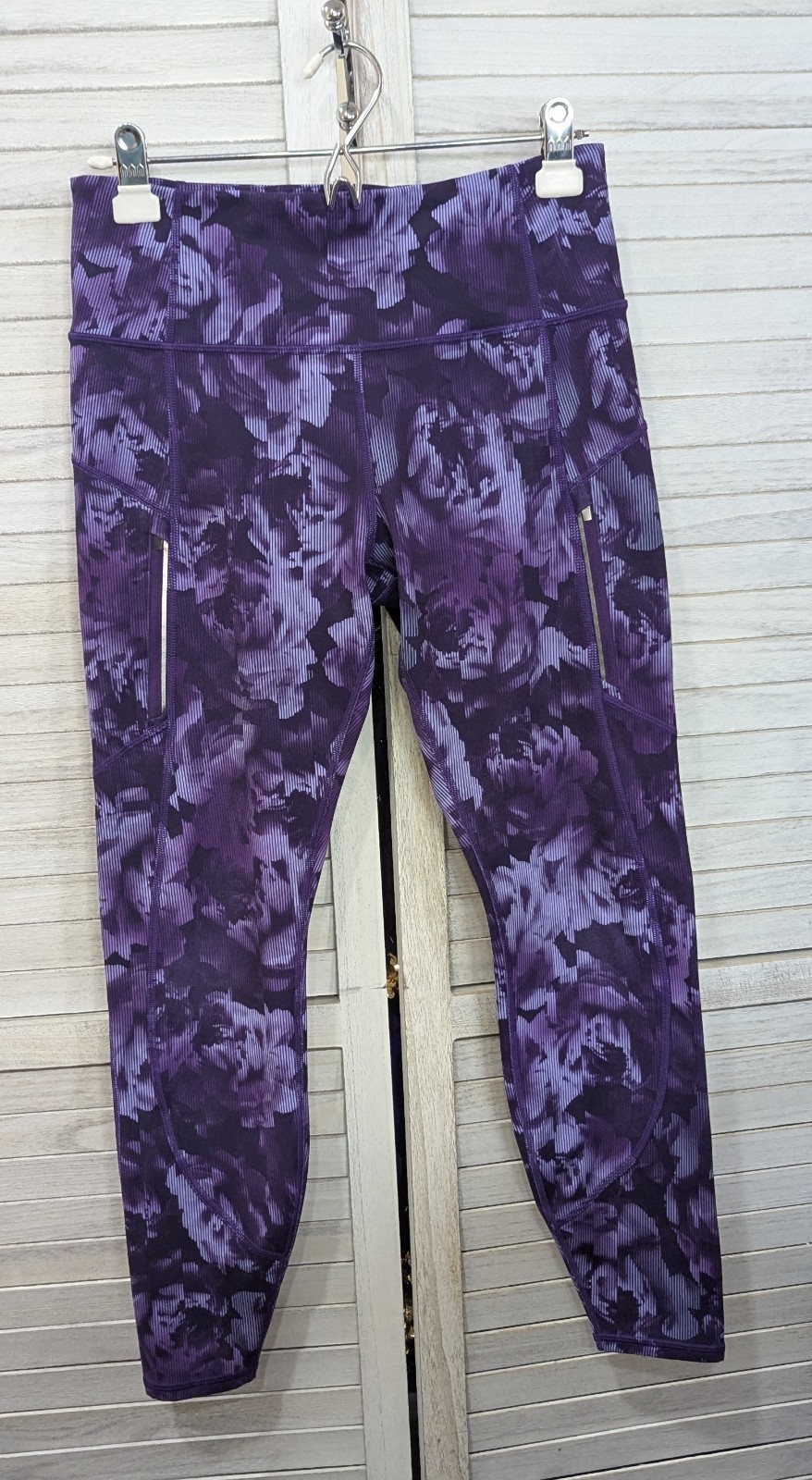 Athleta Leggings Rainier Printed Tight In Spliced Floral Basalt Violet Size M