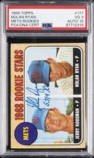 1968 TOPPS JERRY KOOSMAN/NOLAN RYAN #177 METS ROOKIES ROOKIE RC PSA 3 AUTO 10