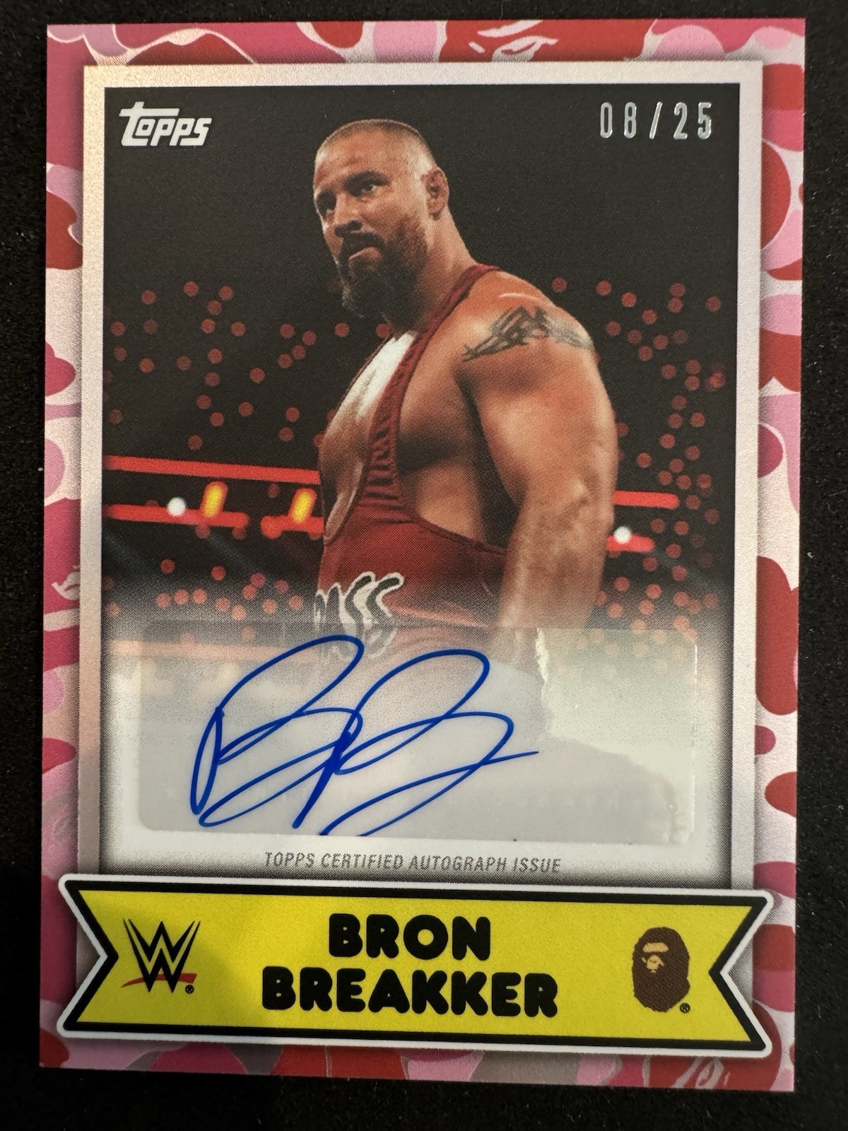 2025 Topps X Bape WWE Bron Breakker Auto Pink Camo 08/25