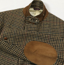 VTG Gant Tweed Wool Houndstooth Check Men's 43L Sport Coat Elbow Patches USA 80s