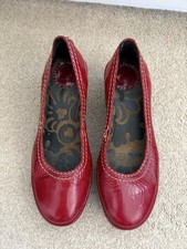 Fly London Yoni Wedge Court Shoes Red Patent Leather Size UK 3 EUR 36 
