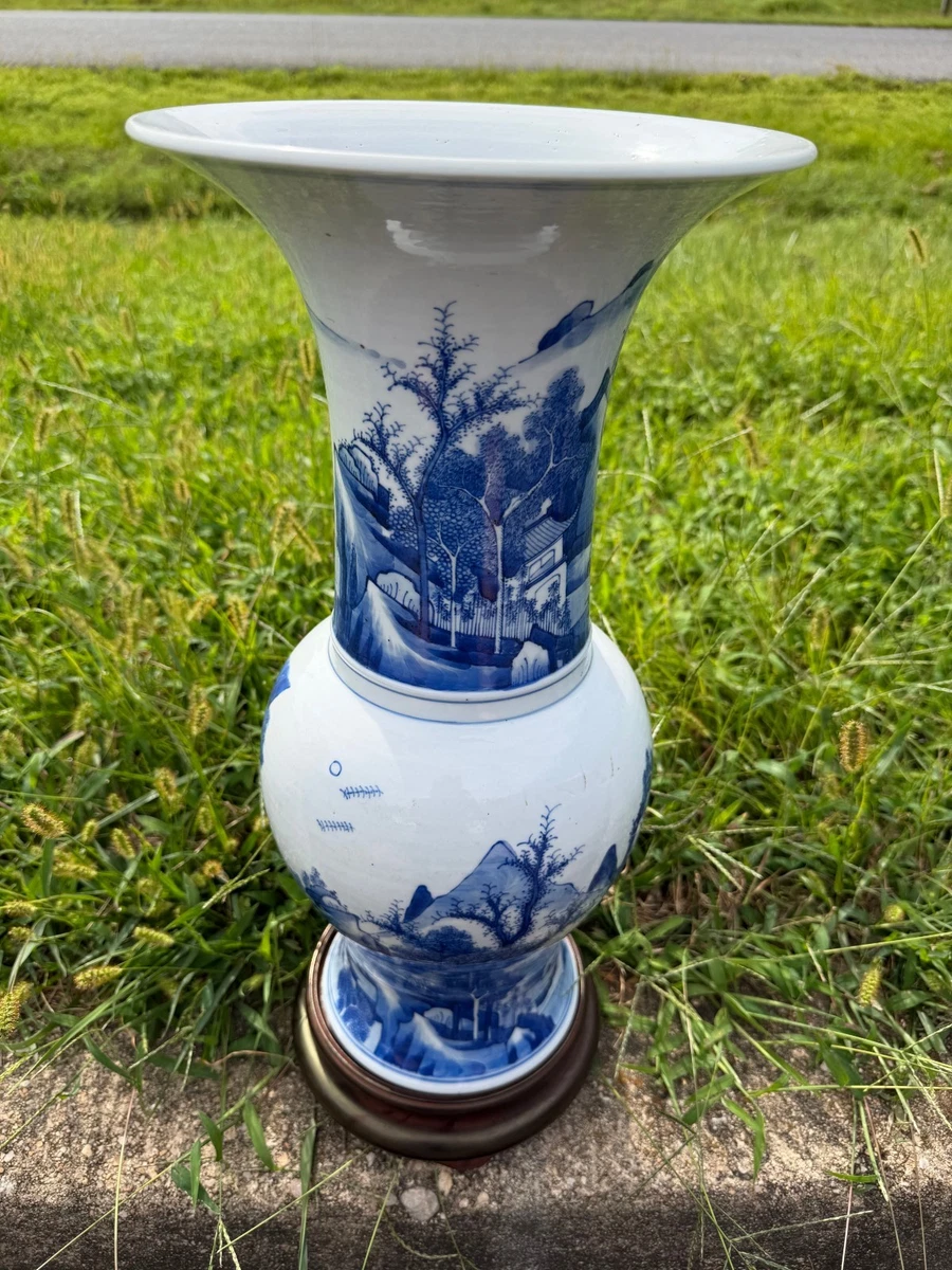 蓝色中国古董花瓶| eBay
