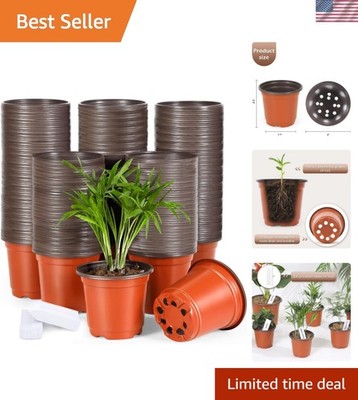 300 Pack 4 Inch Plastic Nursery Pots for Plants, Small Seedling Pots Succulen...