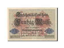 Geldschein, Deutschland, 50 Mark, 1914, 1914-08-05, KM:49b, UNZ-