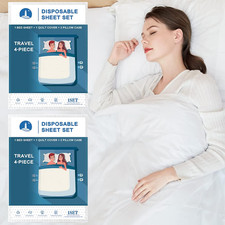 Two Sets of Disposable Bed Sheets, Quilt Cover and Pillow Case Set for Hotel and