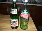 (KK) Pair of Vintage 32 oz Mountain Dew and Coca Cola Glass Soda Bottles