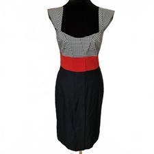 Gucci Gingham Print Dress Sheath Sleeveless Knee-Length Sweetheart Women Size 40