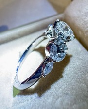 Elegant Diamond Cluster Ring | 1.23 Carat GIA certified Natural Stone |Platinum