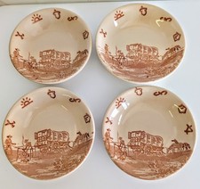 4 Vtg CHUCK WAGON WALLACE CHINA COWBOY WESTERN CATTLE BRANDS 4.75