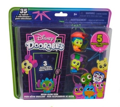 Disney - Doorables: Neon Glow Peek - 5 Figure, Mystery Figure Pack (Random Pack)