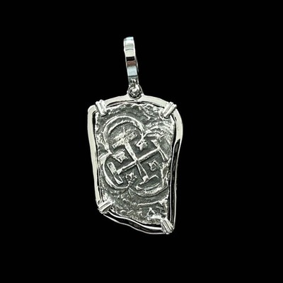 Atocha Sunken Treasure Jewelry - Long 8 Reale Silver Coin Pendant