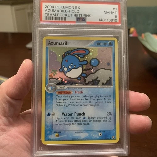 2004 Pokemon Azumarill Holo EX Team Rocket Returns 1/109 PSA 8