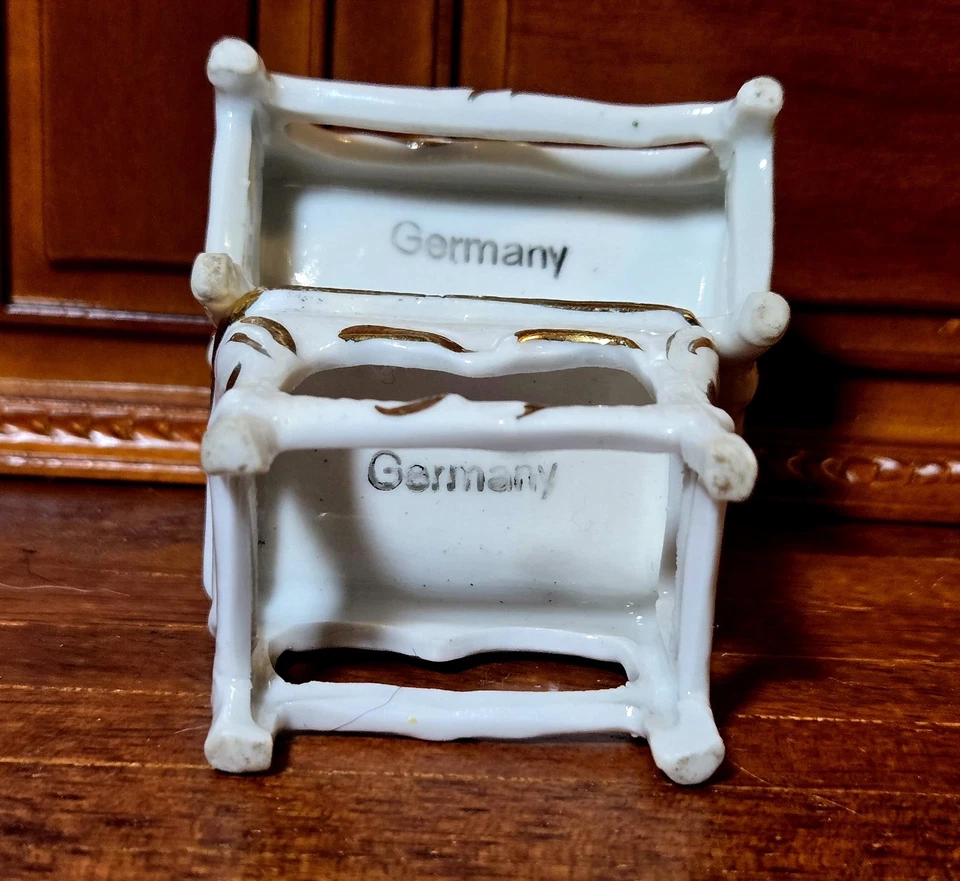 Lote de Juego de Mesa Loveseat Alemán Limoges Porcelana Casa de Muñecas 1:24 Floral Foto 3 de 3