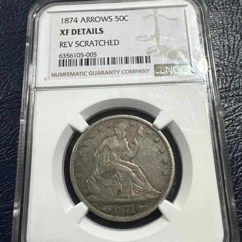 1874 Arrows Seated Liberty Half Dollar NGC XF Details Key Date