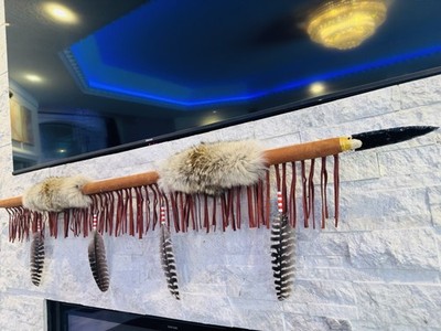 Hand Made Native American Indian Cherokee Coyote Spear By Enrolled Member 60 