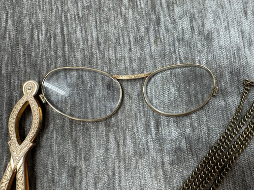 Antique Lorgnette Folding Glasses Society 1/10 12k Gold Gilled Ornate Victorian - Picture 5 of 23