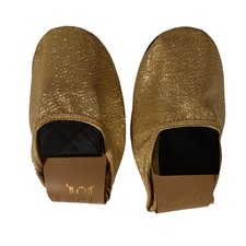 Vintage Gold Metallic Glittery Foldable Ballet Shoes Small Block Heel 6-6.5 NEW