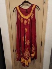 True Rock Dress Free Size Boho Embroidere Tie Dye Sleeveless Tropical Breathable