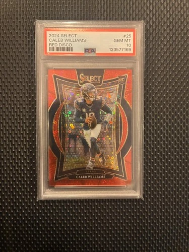 2024 Panini Select Caleb Williams RED DISCO Prizm Rookie RC #'D /49 #25 PSA 10