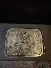 Vintage 1776-1976 Bicentennial Belt Buckle American Revolution 1975 Spirit of 76
