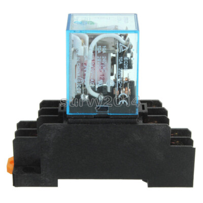 DC 12V Coil Power Relay LY2NJ DPDT 8 Pin HH62P JQX-13F With Socket Base NEW