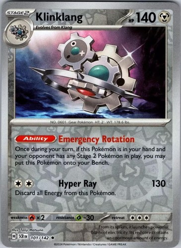 KLINKLANG 101/142 REVERSE HOLO RARE Pokemon TCG Stellar Crown SCR