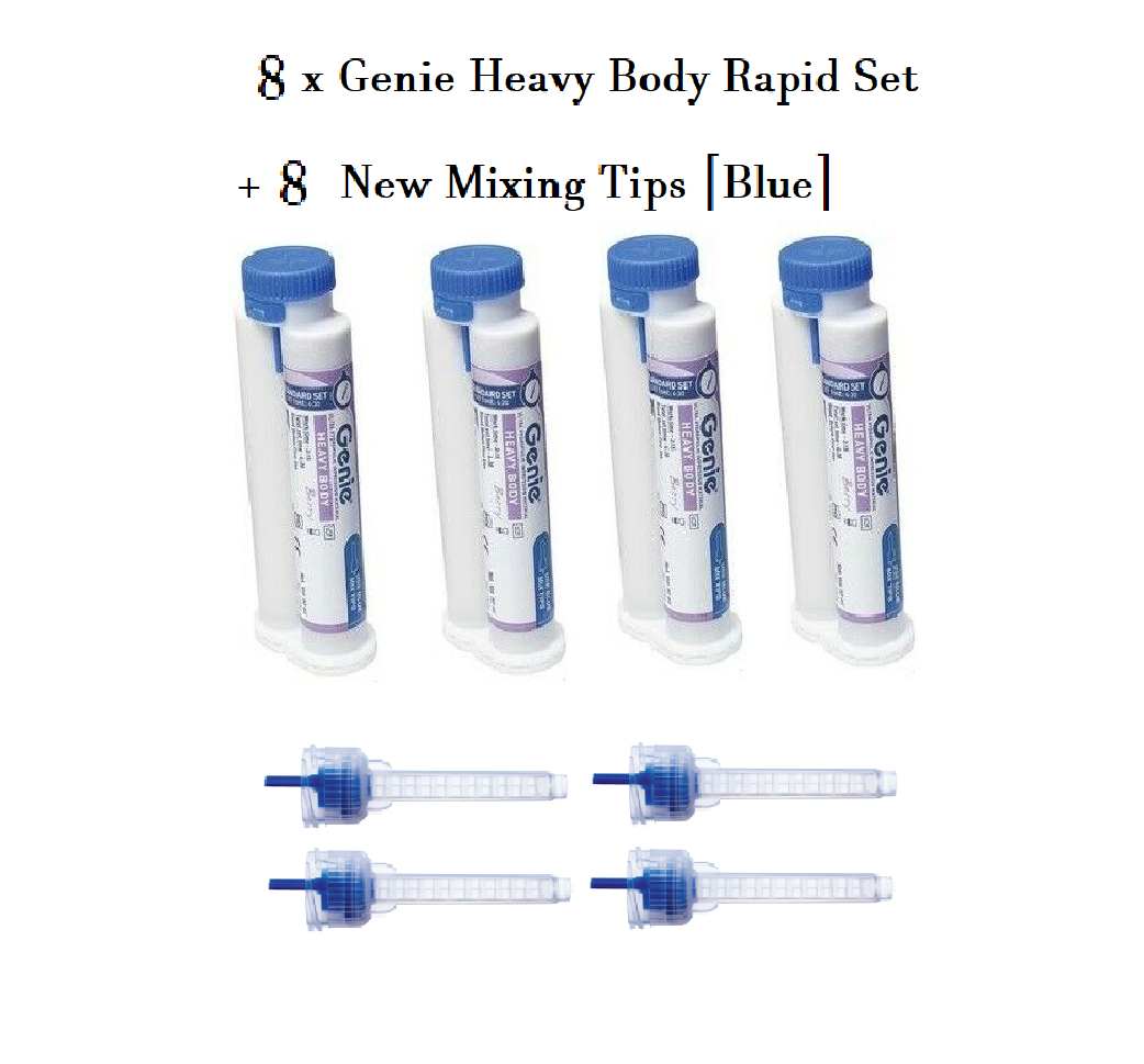 8 x Genie Impression Material Cartridge 50ml Heavy Body Rapid Set + 8