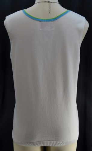 The Quacker Factory Knit sleeveless Shirt Cami top Fish jeweled embellished SZ S - Picture 4 of 7