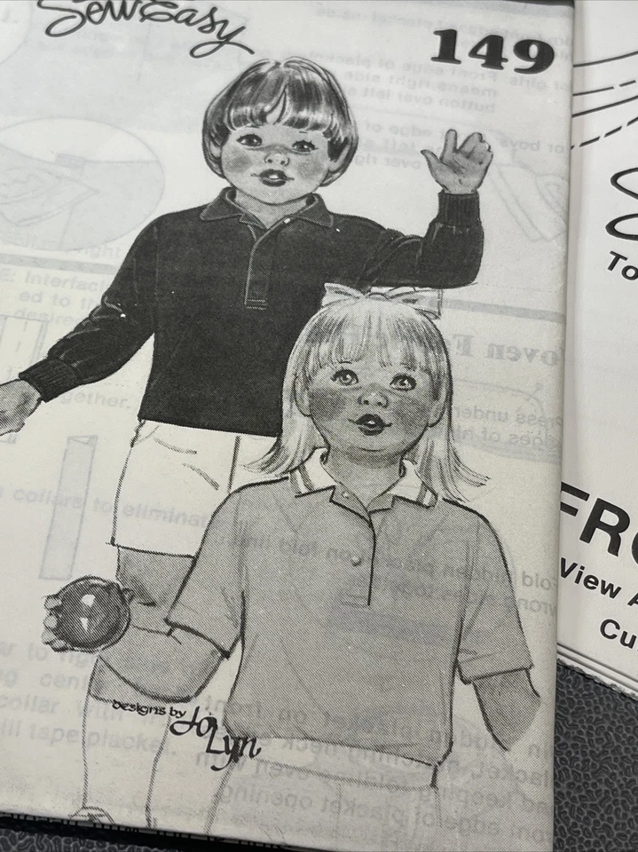 Vintage Sew Easy 149 Toddler’s Polo Shirt Sz 1 2 3 4 Short Or Long Sleeve Jo Lyn - Image 3 of 4