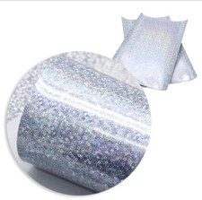 Holographic laser FAUX LEATHER SHEET 8 X 13" 1079896 Silver smooth finish
