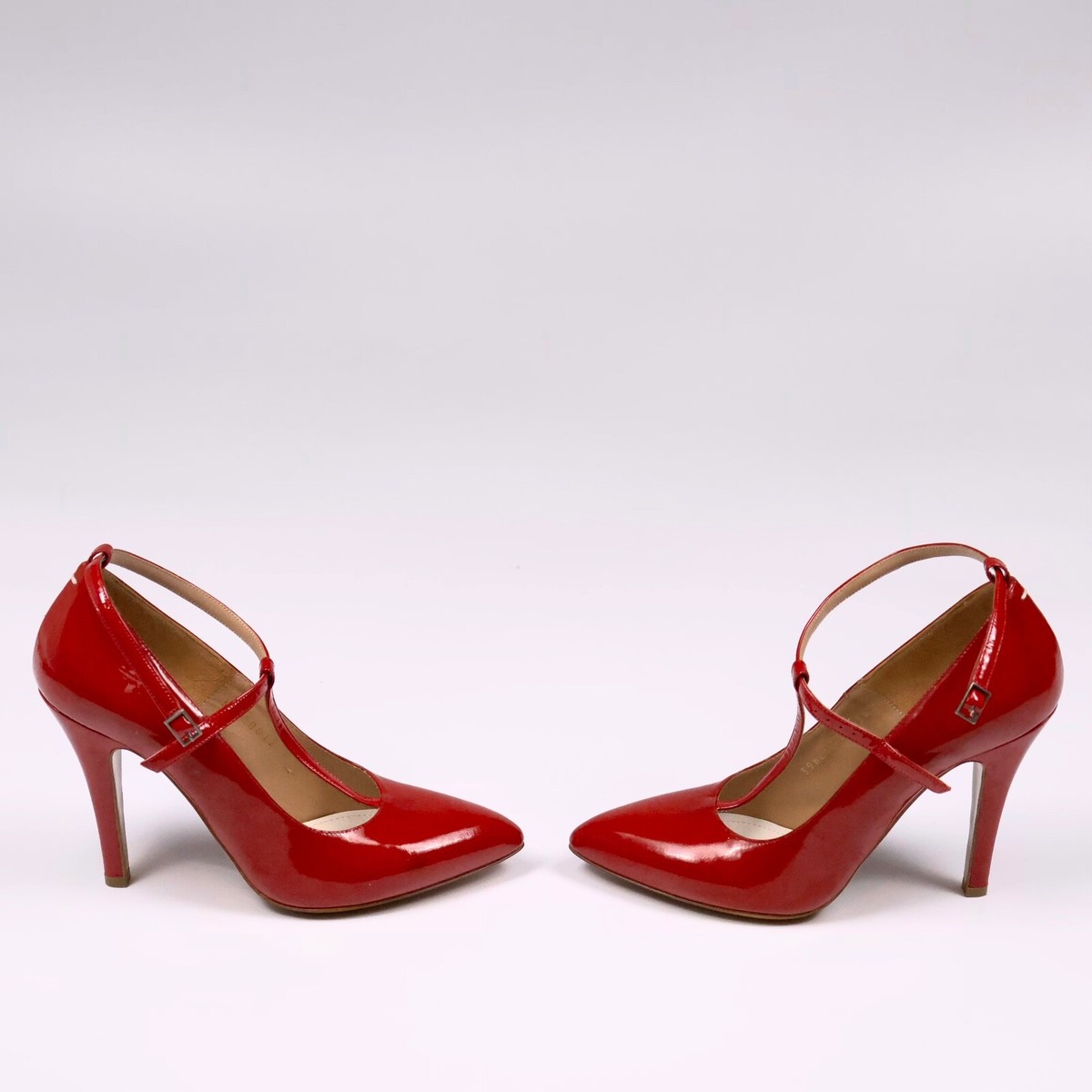 Maison Margiela Pumps Red Patent Leather T-Strap Stiletto Heel