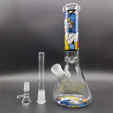 10" Colorful Print Glass Water Pipe Clear Bong Hookah Smoking Bubbler Hand Pipe