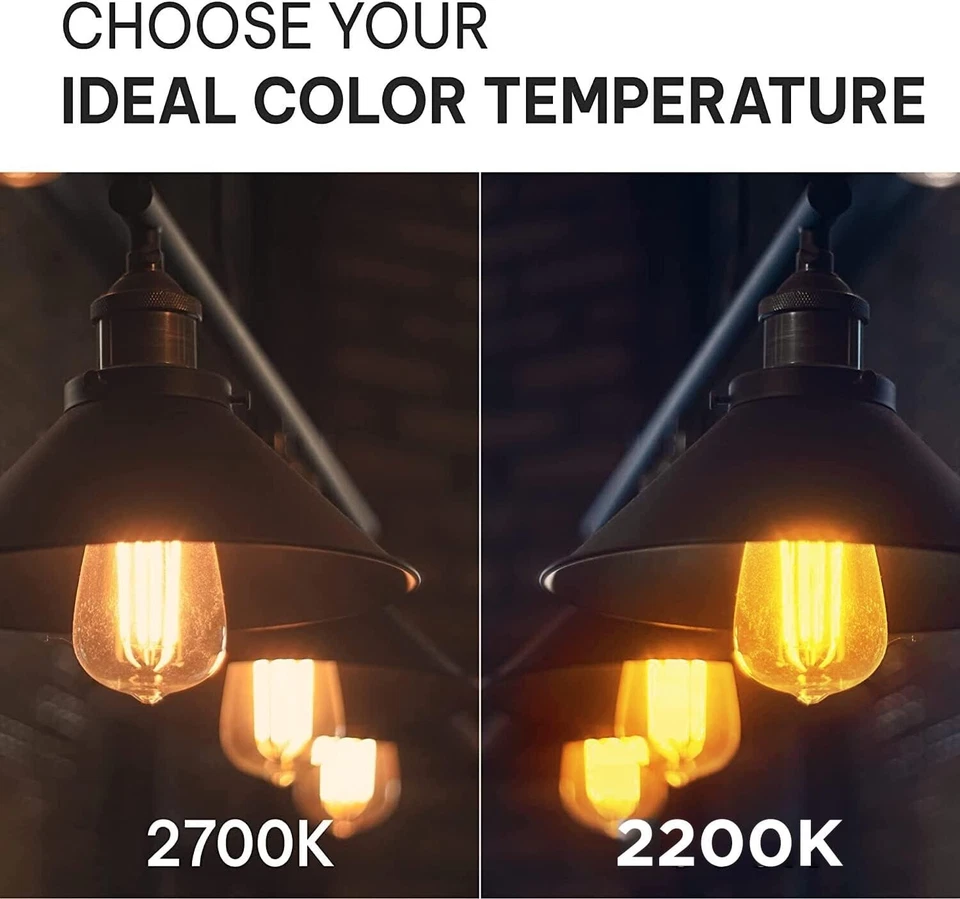 Hudson Vintage LED Edison Light Bulbs 60W (6 Pack)- E26/E27 Base 2200K - Image 2 of 4