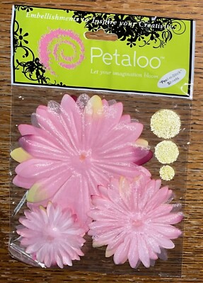 Petaloo Flora Doodles Coll. Flowers Scrapbook Daisy Layers Peel-N-Stick Sheets